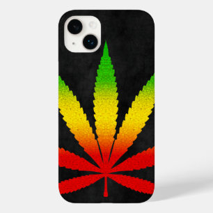 Cool Black Distress Reggae Rasta Leaf Rastafari Case-Mate iPhone 14 Plus Hoesje