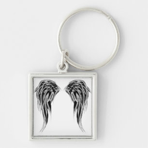 Cool Black en White Angel Wings Sleutelhanger