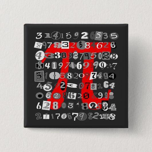 Cool Black en White Digits of Pi Vierkante Button 5,1 Cm (Voorkant)
