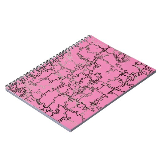 COOL Black en White Pattern over Roze Notitieboek (Linkerzijde)