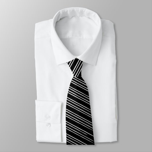 Cool Black en White Striped Pattern Stropdas (Gebonden)
