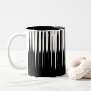 Cool Black en White Striped Pattern Tweekleurige Koffiemok