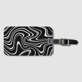 Cool Black en White Wavy Stripe Pattern Bagagelabel (Voorkant (horizontaal))