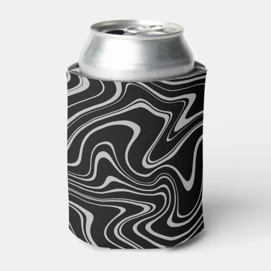 Cool Black en White Wavy Stripe Pattern Blikjeskoeler (Blikje Voorkant)