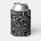 Cool Black en White Wavy Stripe Pattern Blikjeskoeler (Blikje Achterkant)