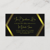 Cool Black Geometric Yellow Shimmer met monogram Visitekaartje (Achterkant)