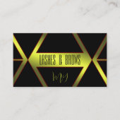 Cool Black Geometric Yellow Shimmer met monogram Visitekaartje (Voorkant)