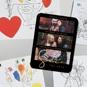 Cool Black Golden Romantic Wedding 3 Multi Photos Magneet