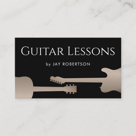 Cool Black Guitar Teacher Visitekaartje (Voorkant)