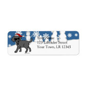 Cool Black Lab Cartoon Kerst Etiket (Voorkant)