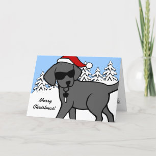 Cool Black Labrador Cartoon Kerst Feestdagen Kaart
