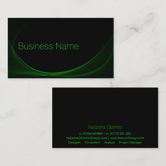 Cool Black & Lime Green Wireframe - Carte de visit (Devant / Derrière)