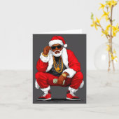 Cool Black Man Santa Claus Christmas African Ameri Kaart (Gele Bloem)