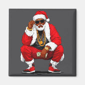 Cool Black Man Santa Claus Christmas African Ameri Magneet (Voorkant)