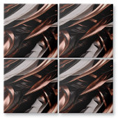 Cool Black, Silver en Copper Abstract 3D-effect Tegeltje