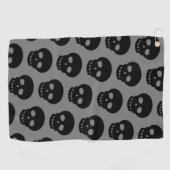 Cool Black Skull Dark Grey Pattern Golfhanddoek (Horizontaal)