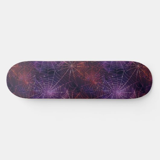Cool Black violet Red Spider Web Design Skateboard (Horz)