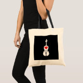 Cool Black Violin Canvas tas met rood hart (Voorkant (product))