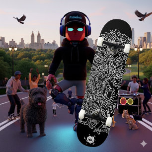 Cool Black White Abstracte digitale art Skateboard