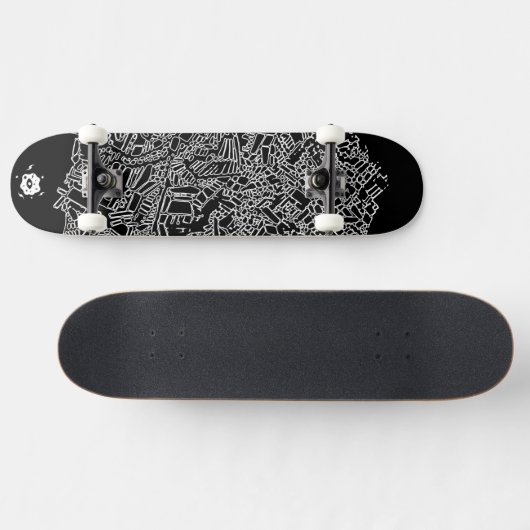Cool Black White Abstracte digitale art Skateboard (Horizontaal)