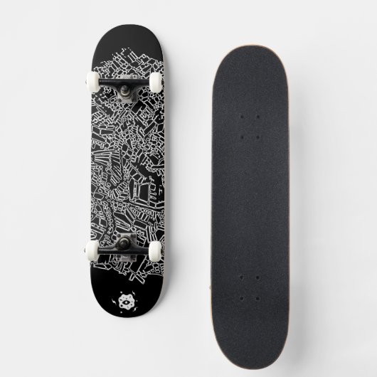 Cool Black White Abstracte digitale art Skateboard (Voorkant)