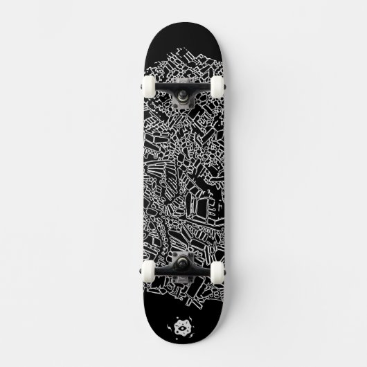 Cool Black White Abstracte digitale art Skateboard (Voorkant)