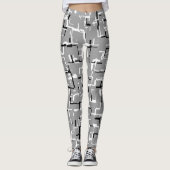 COOL Black White Grey Abstract Pattern Leggings (Voorkant)