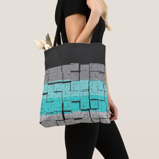 Cool Black White Grey Blue Pattern Tote Bag (Dichtbij)