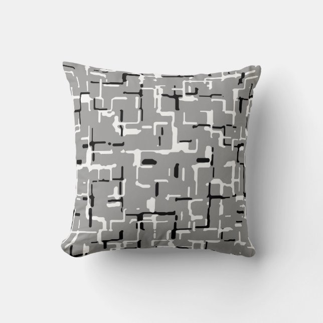 Cool Black White Grey Pattern Kussen (Voorkant)