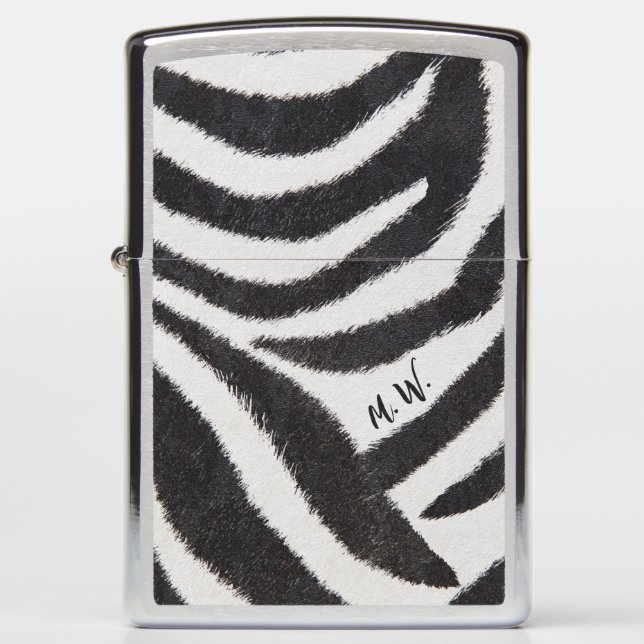 Cool Black White Zebra Design Monogram Initialen (Voorkant)