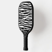 Cool Black White Zebra Stripe Print Custom Text Pickleball Paddle (Links)
