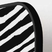 Cool Black White Zebra Stripe Print Custom Text Pickleball Paddle (Links Detail)