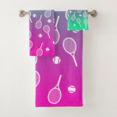 Cool Blanc Retro Racquets de Tennis Motif Gradient (En situation)