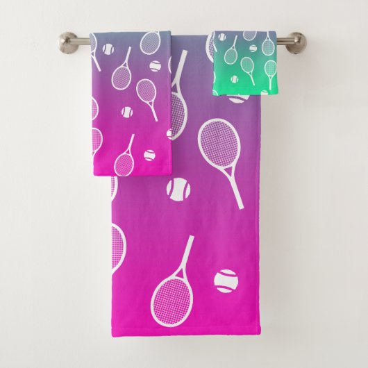 Cool Blanc Retro Racquets de Tennis Motif Gradient (En situation)