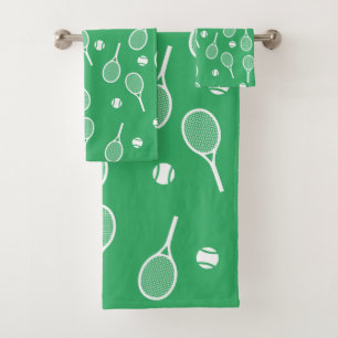 Cool Blanc Retro Raquettes de Tennis Motif Vert