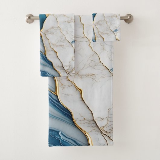 Cool Blanc Turquoise Marbre Pierre Or (En situation)