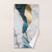 Cool Blanc Turquoise Marbre Pierre Or (Serviette à main)