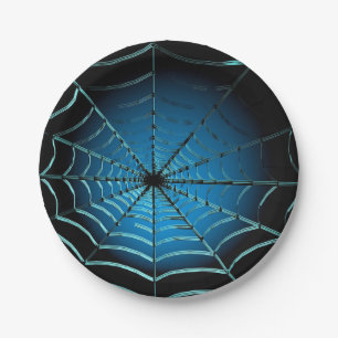 Cool Blau Spinnenweb Papieren Bordje