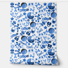 cool blauw Baby boy Nursery Patroon elegant Behang