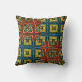 Cool Blauw Rood Geel Retro Geometrisch Etnisch Sta Kussen (Achterkant)
