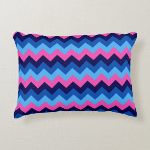 Cool Blauw Roze Chevron Patroon Accent Kussen
