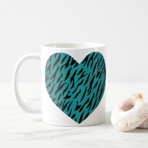 Cool Blauwgroen hart vorm tijger strepen dierlijke Koffiemok