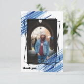 Cool Bleu Abstrait Photo Carte de remerciements (Debout devant)