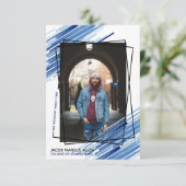 Cool Bleu Abstrait Photo Faire-part (Debout devant)