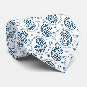 cool bleu blanc paisley carrelé motif cravate