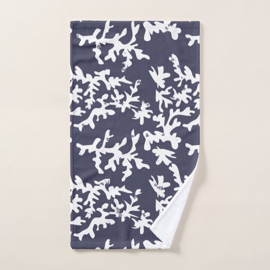Cool Bleu Bleu Blanc Coral Reef Motif (Serviette à main)