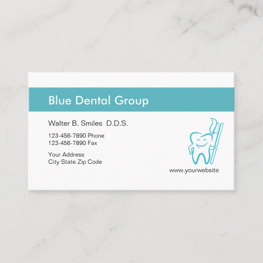 Cool Bleu Dentiste Carte de visite (Devant)
