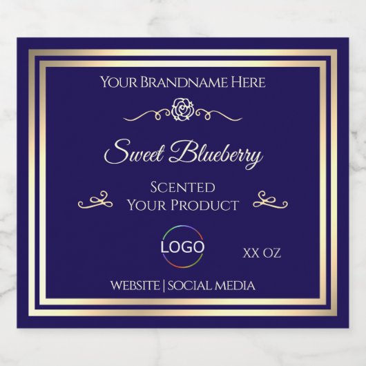 Cool Bleu foncé Produit Étiquette Gold Frame avec  (Étiquettes simples)