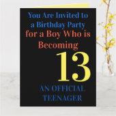 Cool Bleu Jaune 13 Anniversaire Carte d'invitation (Fleur jaune)