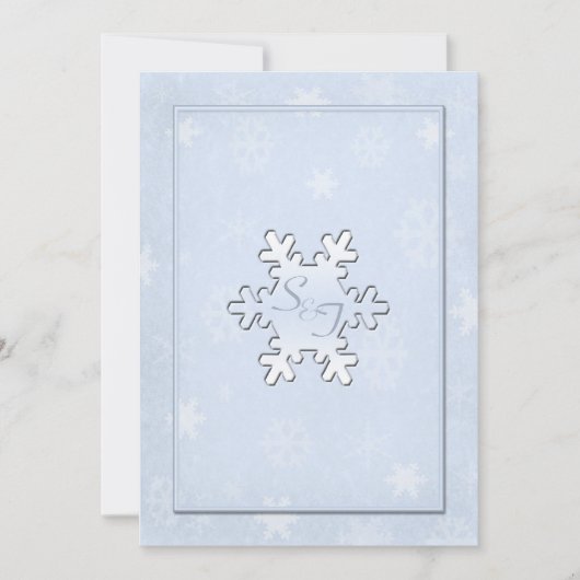 Cool Bleu Monogrammé Mariage d'hiver Invitation (Devant)